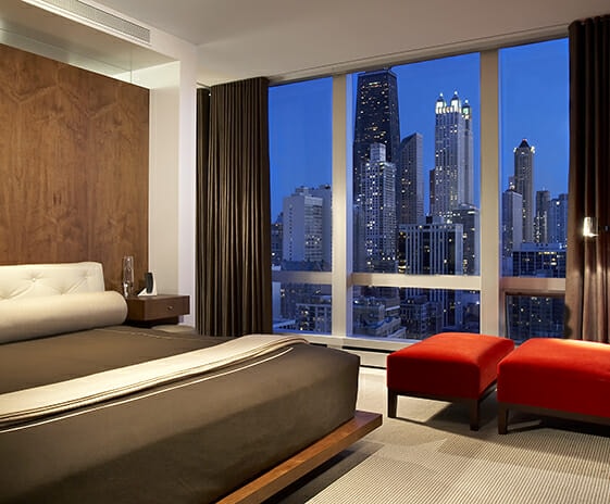 Modern Penthouse, Featured Image, View of bedroom with skyline view
